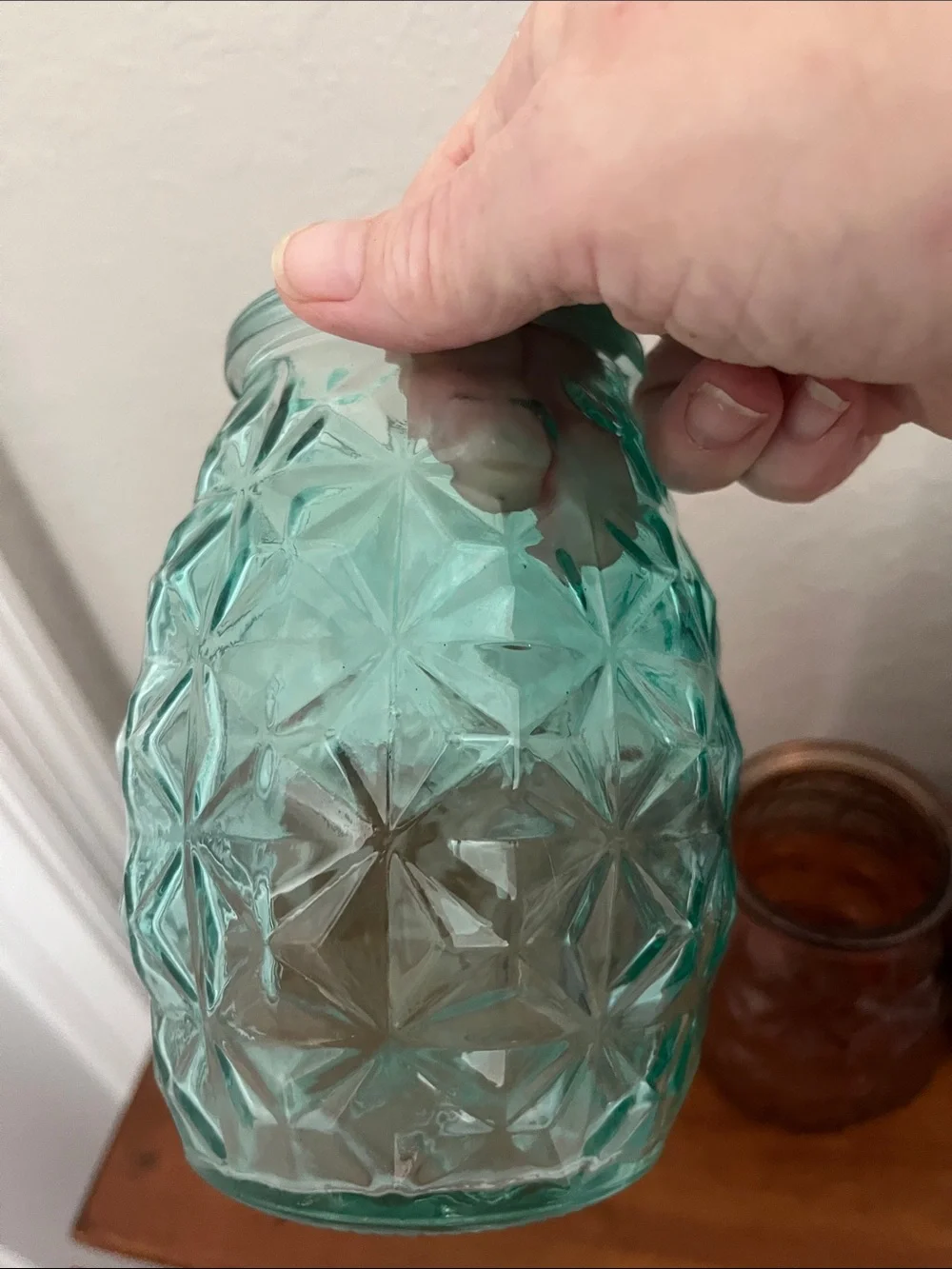 DPS Polaris Textured Glass Vases - Aqua/Smoke Brown Vintage 1960’s-70’s